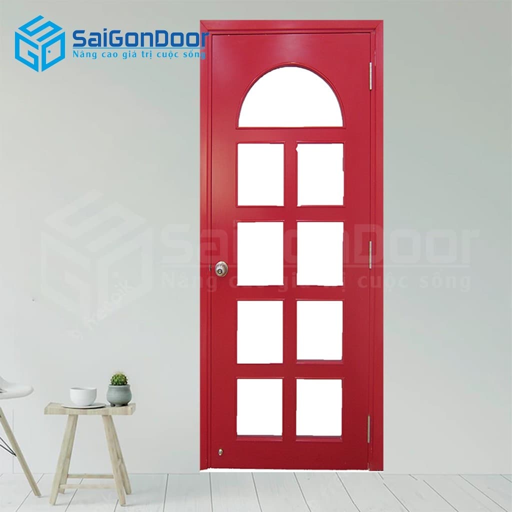 Cửa gỗ công nghiệp MDF Veneer P1G9 Hồng