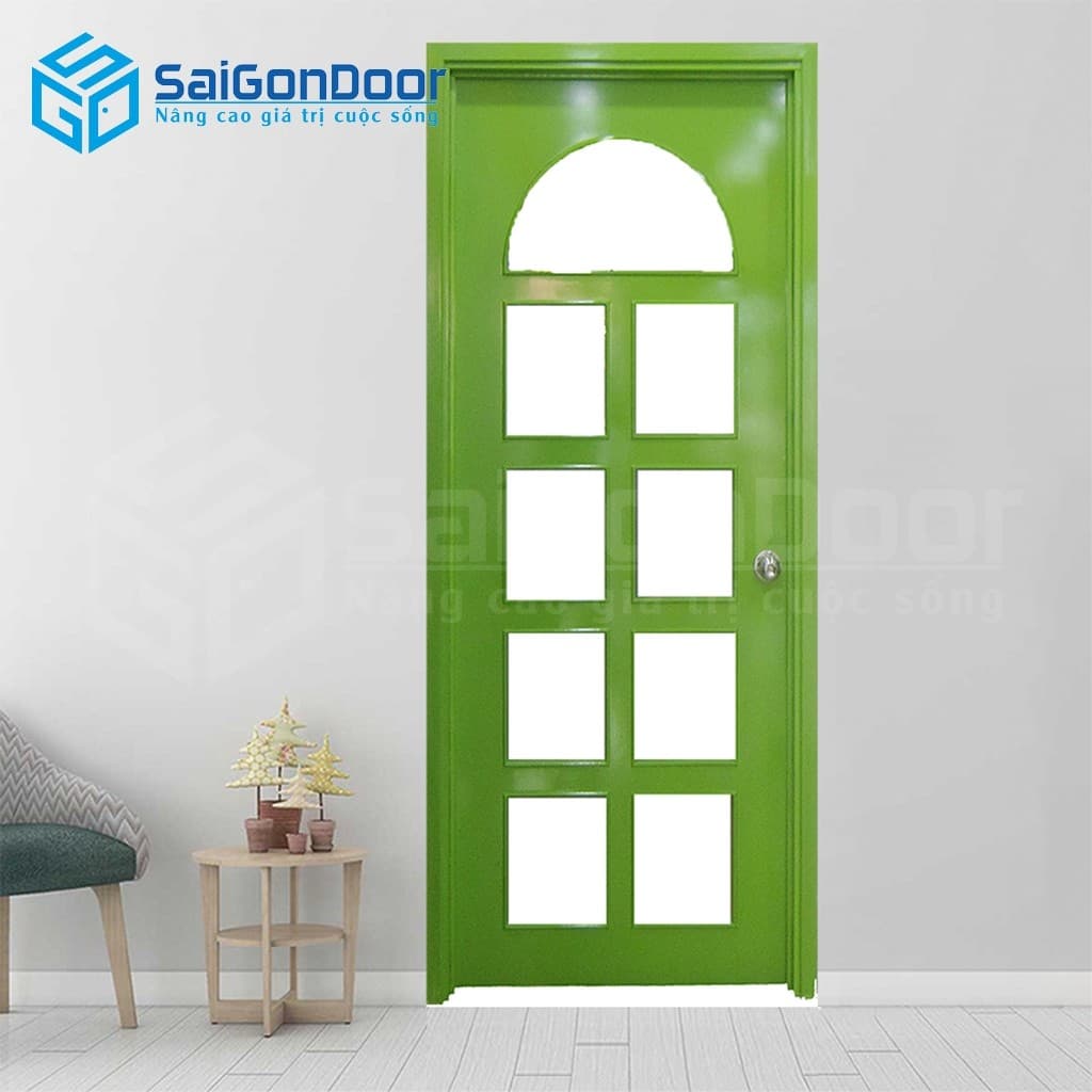 Cửa gỗ công nghiệp MDF Veneer P1G9 xanh lá