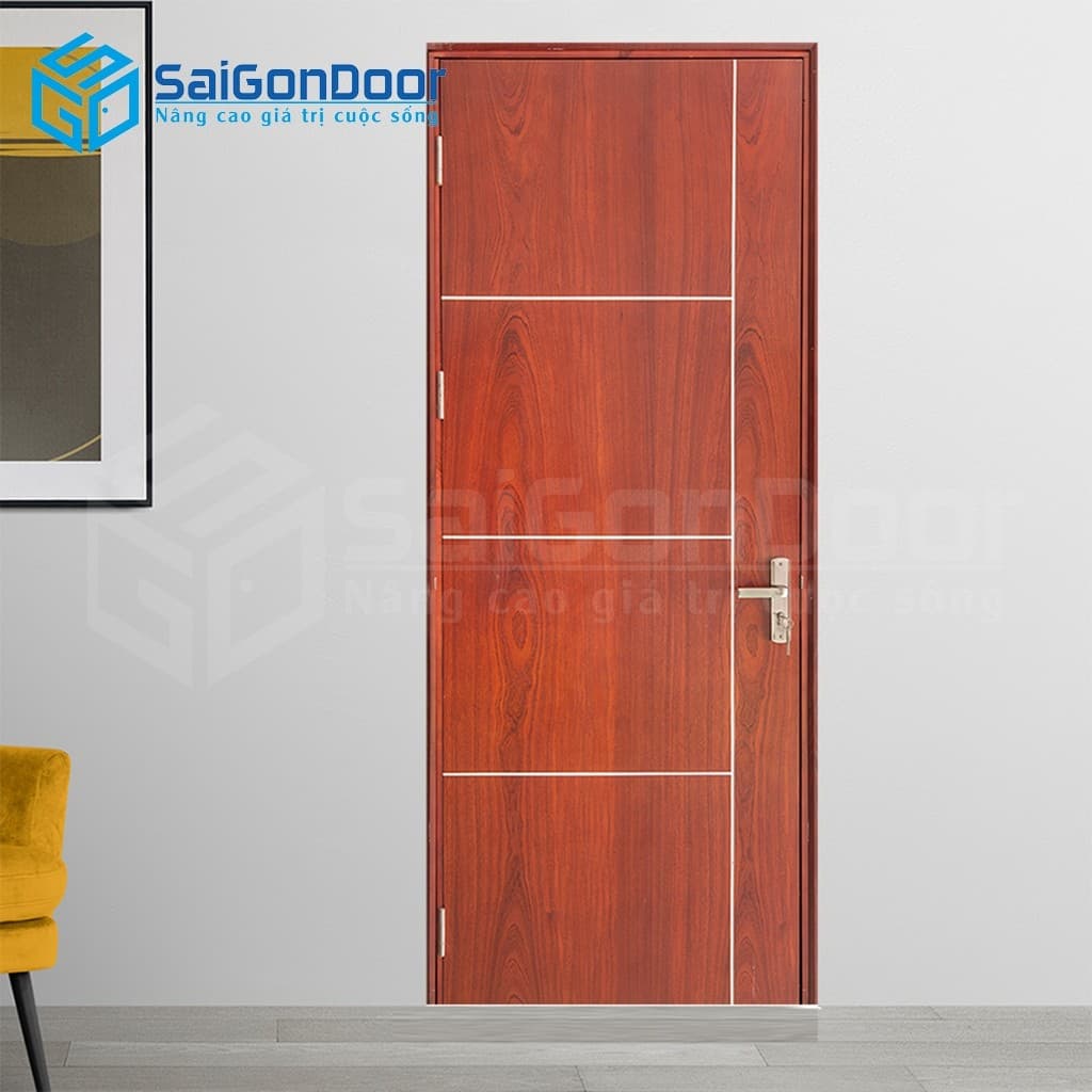 Cửa gỗ công nghiệp MDF Veneer P1R4 Căm-xe