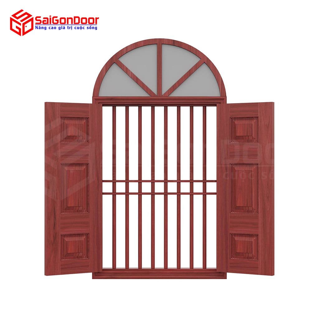 Cửa thép vân gỗ dạng vòm TVGVom-SGD-10
